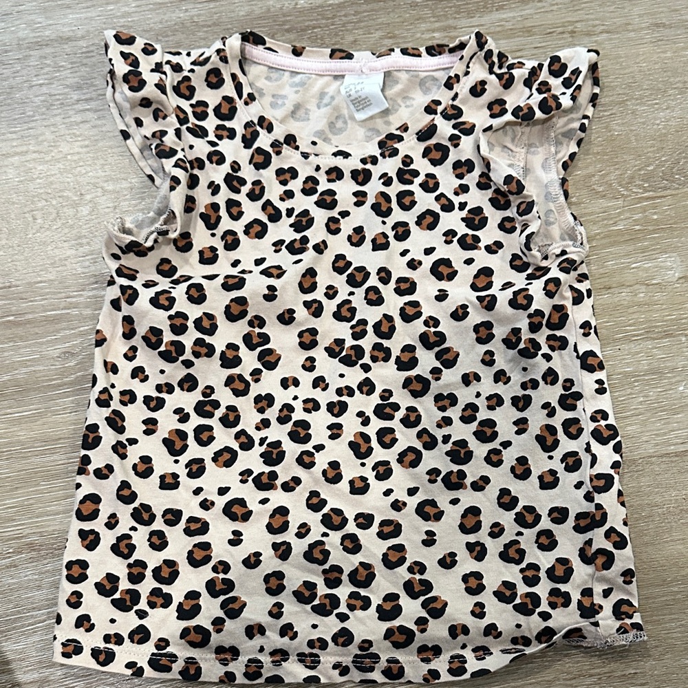 H&M Kids Leopard Print Short Sleeve Top - Brown and Black